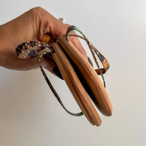 Madewell The Lyra Slide Sandal Snake Embossed Leather Straps Womens Size 8 - Picture 7 of 12